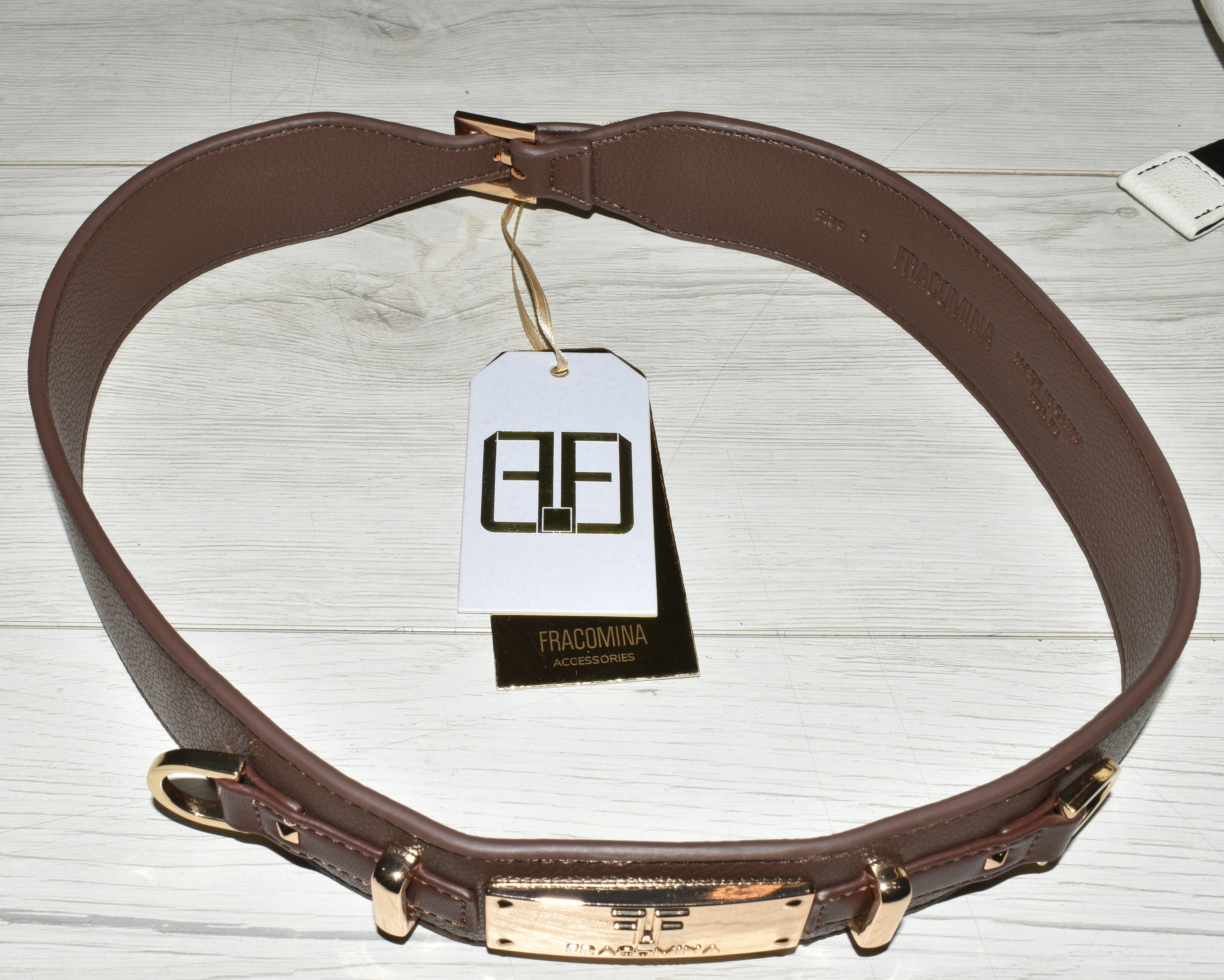FRACOMINA CINTURA CON PLACCA MARRONE