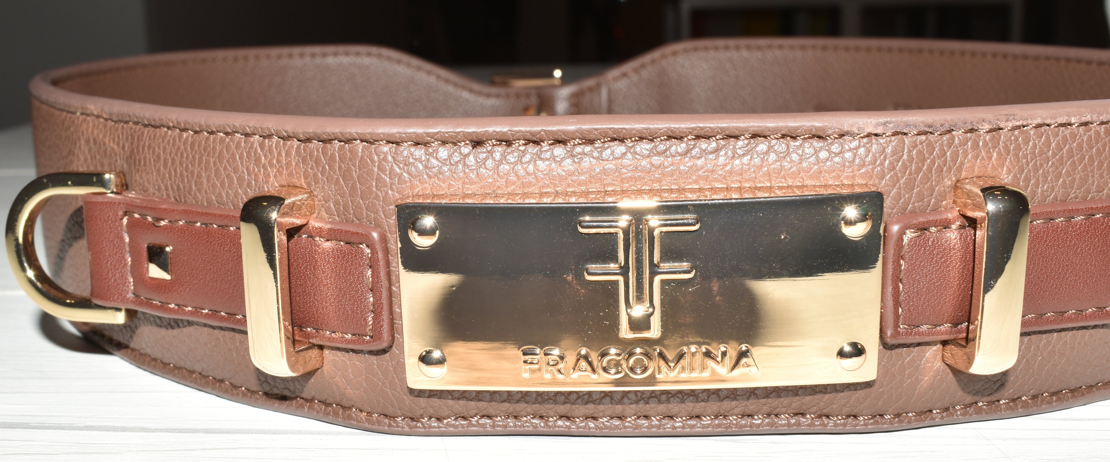 FRACOMINA CINTURA CON PLACCA MARRONE