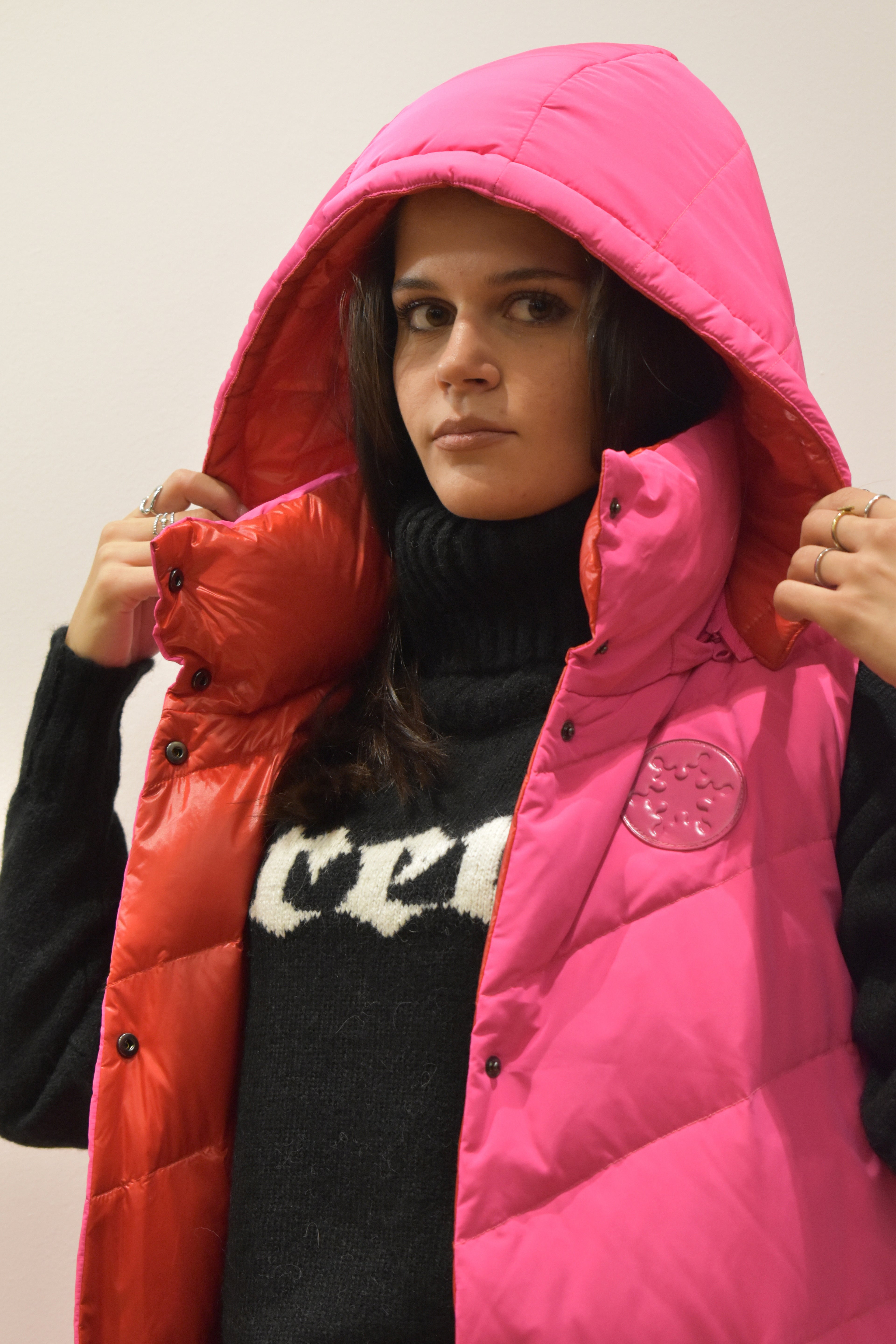 NOSECRETS PIUMINO SMANICATO FUCSIA