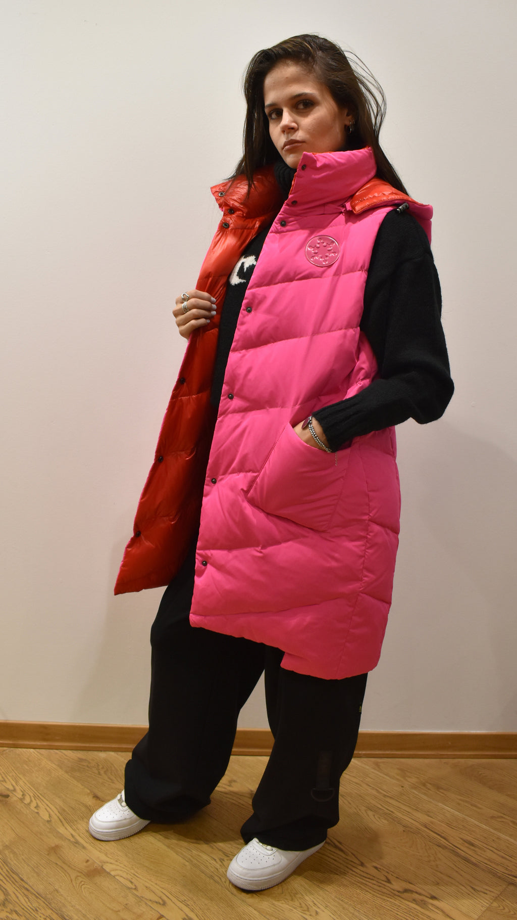 NOSECRETS PIUMINO SMANICATO FUCSIA