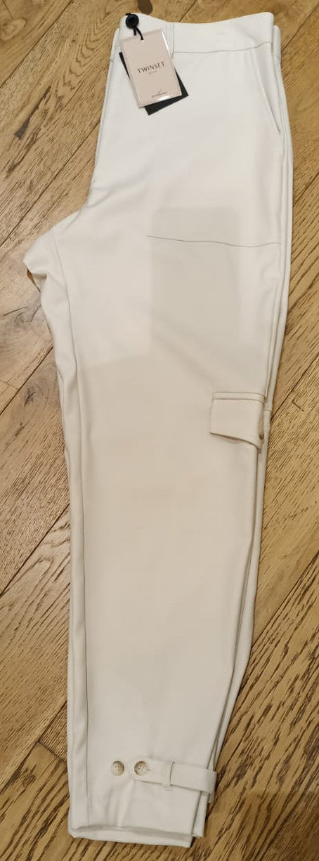 TWIN-SET PANTALONE PANNA