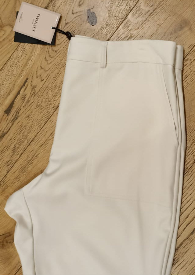 TWIN-SET PANTALONE PANNA