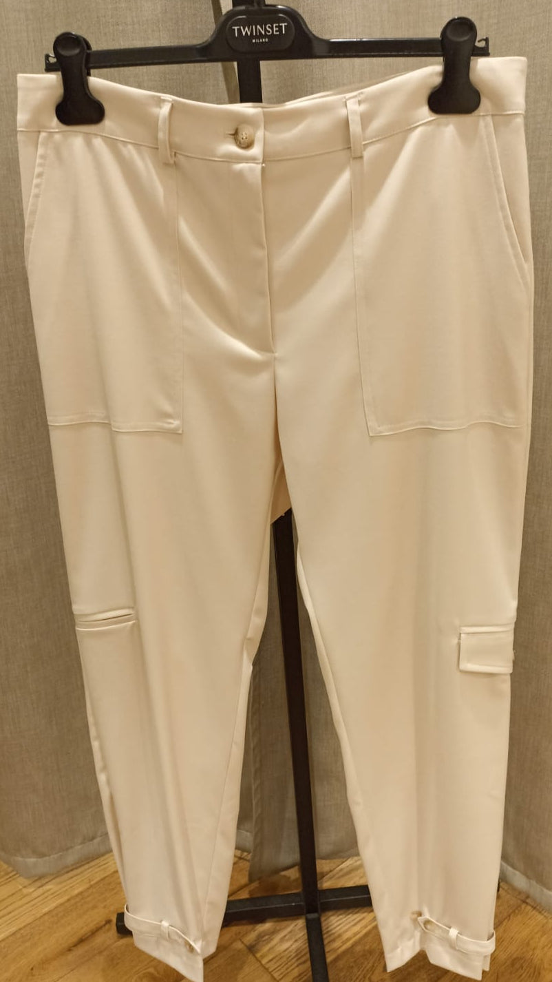 TWIN-SET PANTALONE PANNA