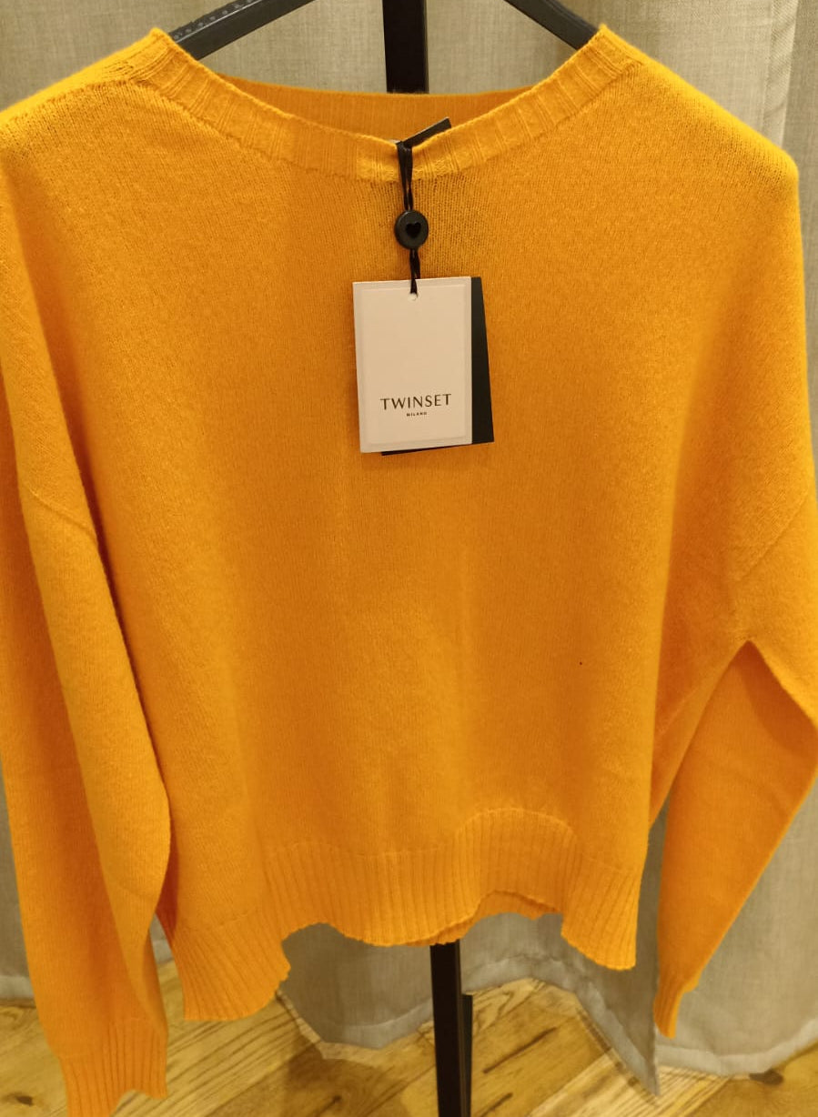 TWIN-SET GOLFINO CACHEMIRE OCRA