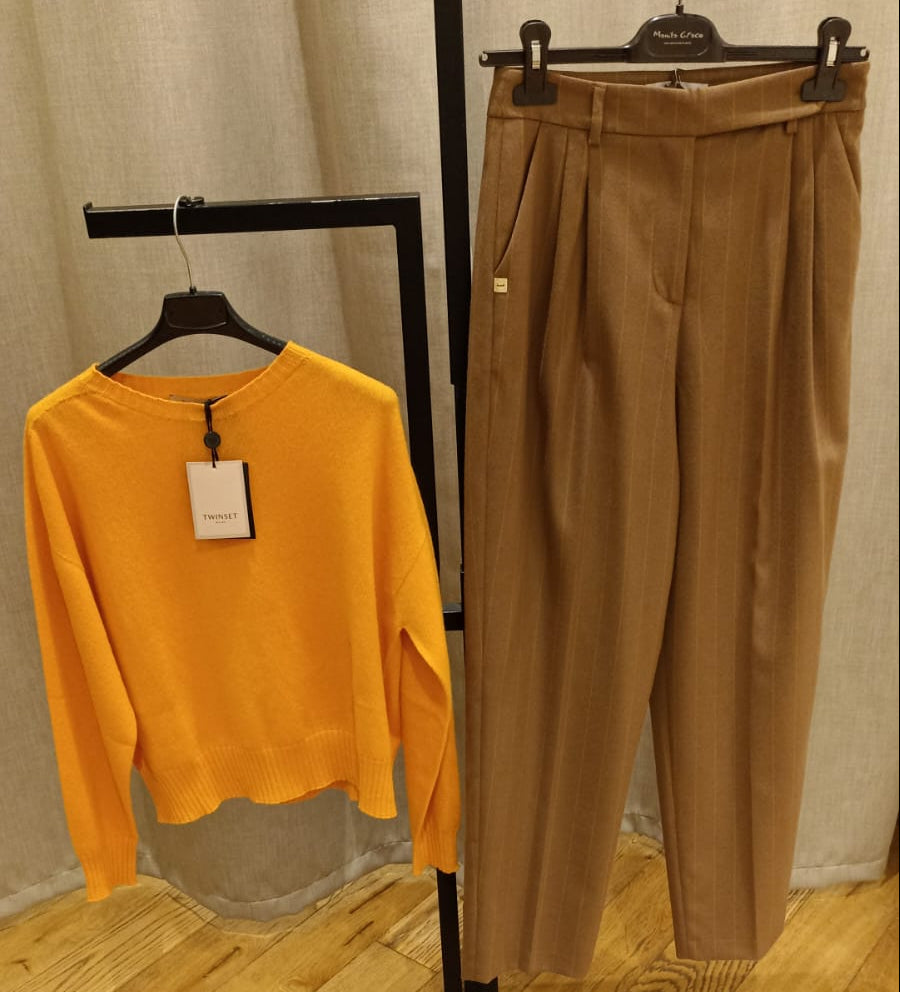 TWIN-SET GOLFINO CACHEMIRE OCRA