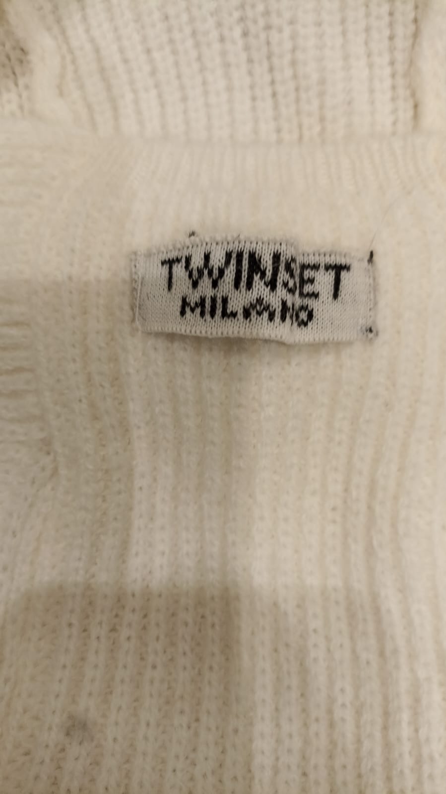 TWIN-SET MAGLIA CON CAPPUCCIO PANNA
