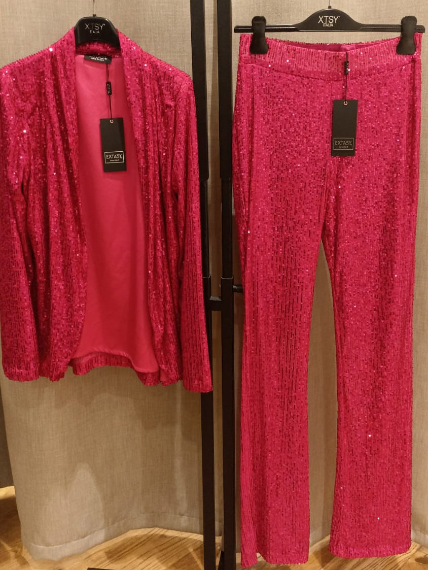 COMPLETO CARDIGAN E PANTAJAZZ ROSSO