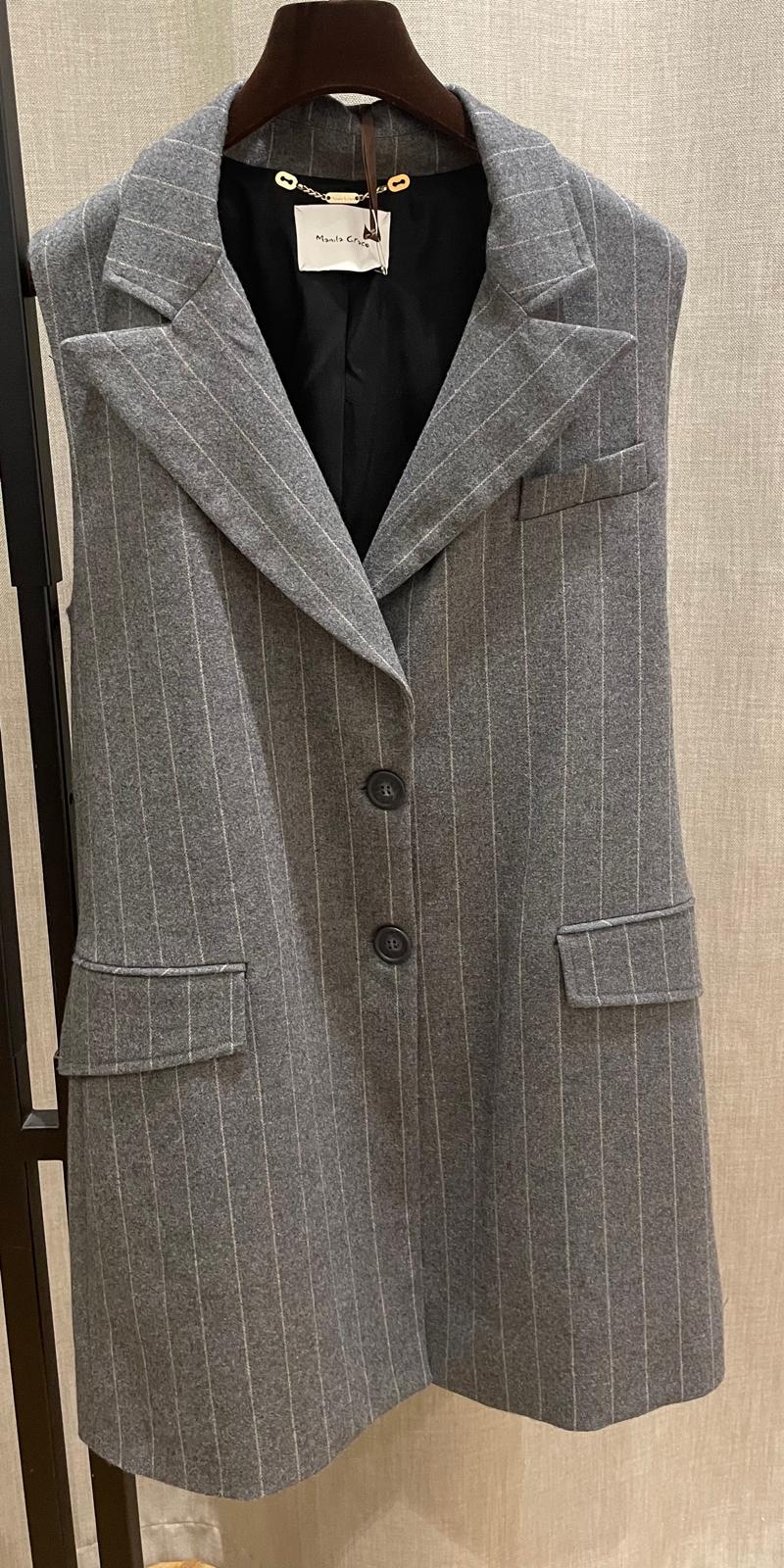 MANILA GRACE GILET GESSATO GRIGIO