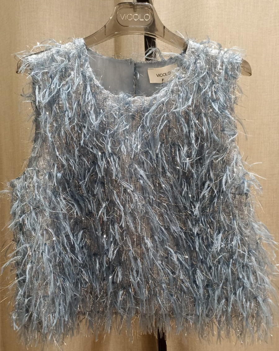 VICOLO SMANICATA IN PIUME CELESTE